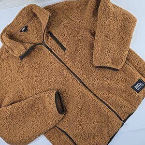 EDDIE BAUER Mens SIZE LARGE Extra Warm Soft Cozy TAN BROWN Fleece Jacket POCKETS